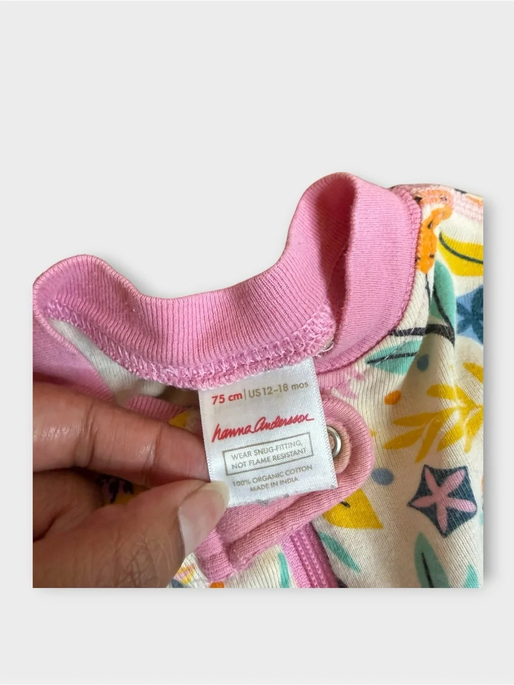 Hanna Andersson Colorful Tropical Animal Pattern Pink Trim Organic Sleeper